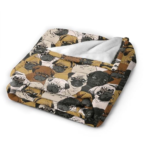 Couverture en flanelle Pug cadeau original pour amoureux des chiens plaid micro-polaire - 3