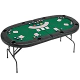 ECOTOUGE Poker Table Foldable, 8 Players Gaming Table w/Portable Oxford Bag, Folding Oval Texas HoldemTable with Stylish Padded Rails for Casino Leisure Game, No Assembly Required, Green