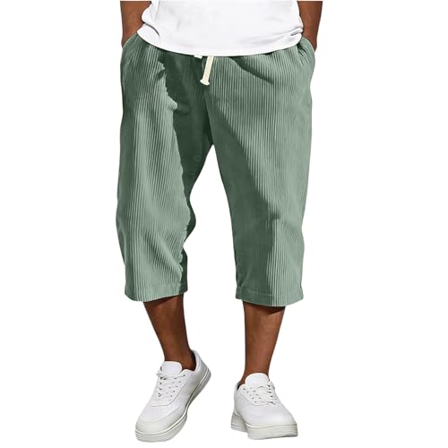 Short 3/4 en velours côtelé homme ample et léger pour le sport et l'été