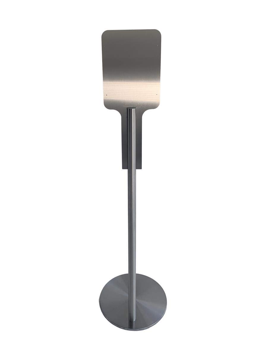 Hygienestation HS-600 mit Schild für Desinfektionsmittel | 500ml Behälter | Sockel Edelstahl verkleidet