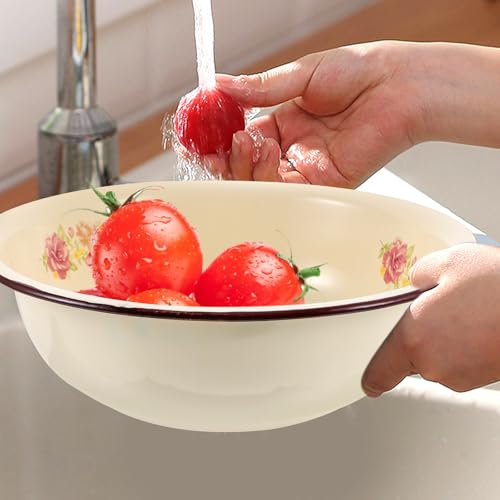 Tazón esmaltado vintage beige 28 cm para cocina miniatura 5