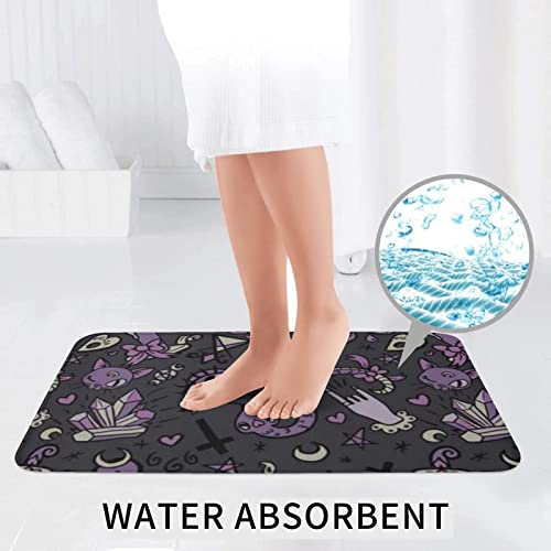 Badezimmer 3-teiliges Badezimmerteppich-Set, lila, schwarz, Goth, gruseliger Druck, 3-teiliges Badezimmerteppich-Set, Badematte + Kontur + Toilettendeckelbezug, rutschfeste Unterlage Sets – Bild 7
