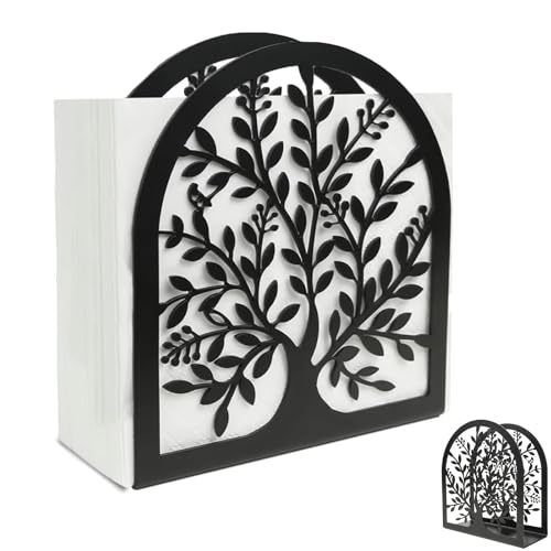Napkin Holder for Tables Modern Heavy Duty Metal Bookends Napkin Holder Dispenser Standing Paper Napkin Storage Black Napkins Holder for Home Restaurant Picnic Party