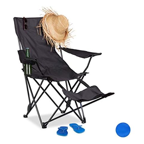 Relaxdays Campingstuhl mit Fußablage, faltbarer Anglerstuhl Cover