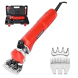 Sinbide Elektrische Schafschermaschine 690W Elektrische Wollschere Professionelle Schafschermaschine 6-Gang Schermaschine Schafe Kompatibel 3 Meter Netzkabel Für Schafe, Ziegen,Alpakas usw. (Rot)