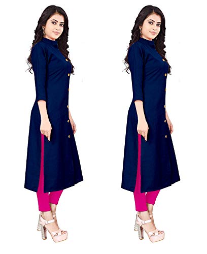 Image of NATEK Women's Cotton Straight Plain Kurtis Combo Pack of 2