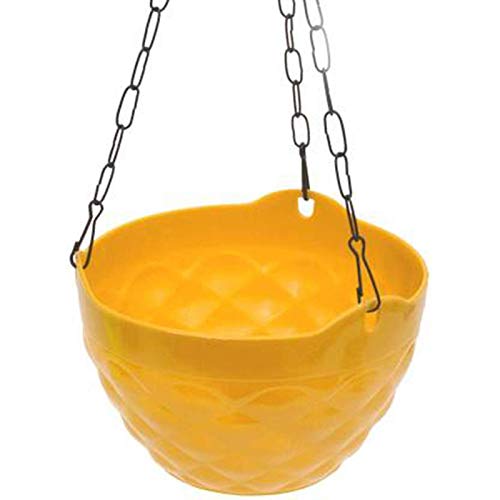 Go Hooked Multicolor Round Diamond Plastic Hanging Pots & Planters with Metal Hanging Chain for Home Garden Balcony (Multicolor) Pack of 5
