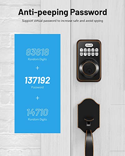 Keyless Entry Door Lock Set, Zowill Electronic Keypad Deadbolt Door Lock Set With 2 Handles, Front Door Handle Lever Sets, Digital Door Lock With Keypad Set, Auto Lock,Code Door Lock,Oil-Rubbed Bronze #TOP2