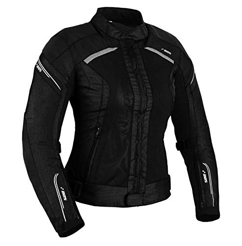 BOS Damen Motorrad Jacke Motorradjacke Textil Schwarz (2XL)