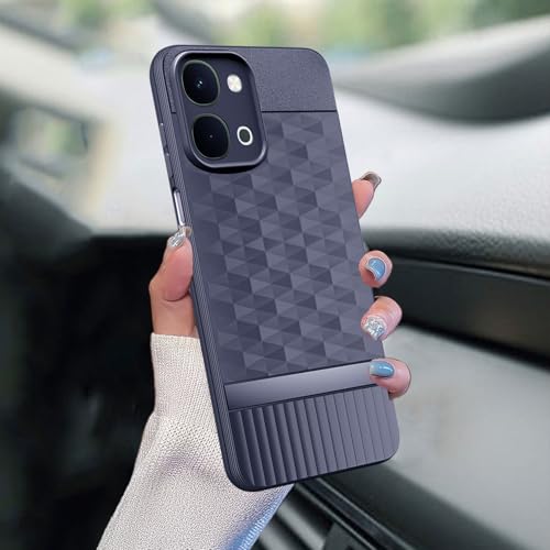 Image of SESS XUSIVE Back Cover for Vivo Y51 Pro 5G Camera Protection 3D Hexa Cube Design Silicone Protective Bumper Back Case for Vivo Y51 Pro 5G - Blue