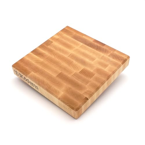 JK Adams, Professional Series End Grain Cutting Board Maple, 12"x12"x2", Wood Cutting Board, Wooden Cutting Boards for Kitchen, Wooden Cutting Board, Butcher Block, Wood Cutting Boards for Kitchen