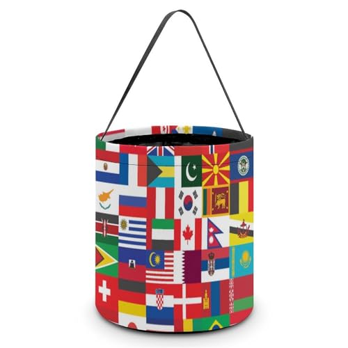 World Flag Funny Easter Basket Bags Bucket Round Tote Storage for Egg Candy Decorations Gifts, style