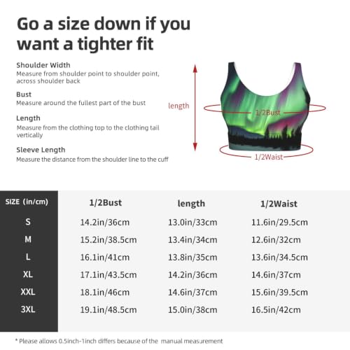 QYUHBNS Brassière de sport pour femme avec imprimé peinture aurores boréales, léger, respirant, extensible, Noir , S – vue 4