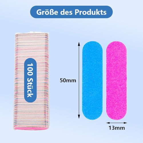 Dreamil Mini Nagelfeilen 100 Stück Profi Nagel Feile 180/240 Grit Doppelseitige Einweg Nagelfeil Professionelle Care Nagelfeilen für Nagelstudio und Zuhause