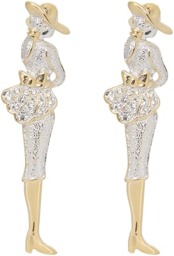 Image of Set of 2 Brooch Lapel Pins With Rhinestones
