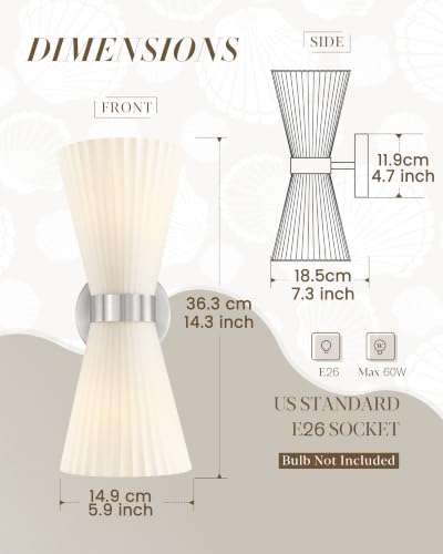 Image of HWH 2-Light 14.3-Inch Bathroom Vanity Wall Sconce Light, 5HZG97B-2W BN