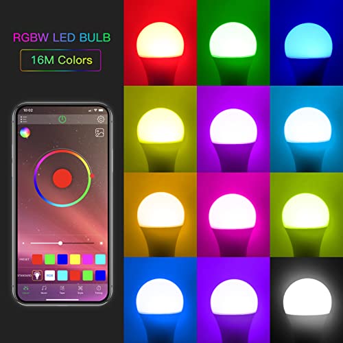 Smart Led Bulbs, Dimmable Bluetooth Light Bulb, Rgbw Led Color Changing Lights With App Control, A19, E26, 9W Music Sync Rgb Light Bulbs For Home Party, Pack Of 4 #TOP3