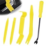 5PCS Auto Trim Removal Tool kit, Car Clip Pry Tools Kit No Scratch Plastic, Car Door Panel Rivet Pliers Tool Kit, Automotive Interior Fastener Puller Remover Body Repair Set for Car (Yellow)