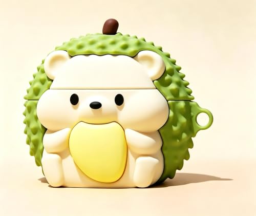 Cute Silicone Protective Cover for Air pods 4, Soft Funny 3D Design Earbuds Case with Keychain Hedgehog