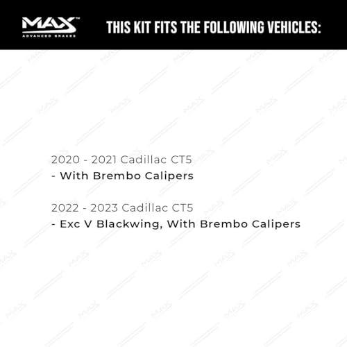 Image of Max Advanced Brakes Front & Rear Brake Kit Compatible With 2020 2021 2022 2023 Cadillac CT5 w /Brembo Calipers Replacement Geomet Coated OE Disc Brake Rotors and Ceramic Brake Pads