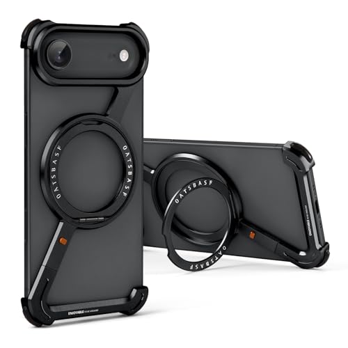 Coque antichoc iPhone Air 6,5 pouces 2025 sans cadre noire béquille aluminium rotative