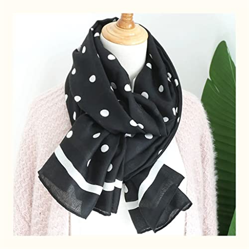 Wpyyi Countless Romantic Raindrops Make Up Spring And Summer Cotton And Linen Scarf Women's All-Match Silk Scarf Shawl (Color : Black, Size : 190 * 80Cm) #TOP4