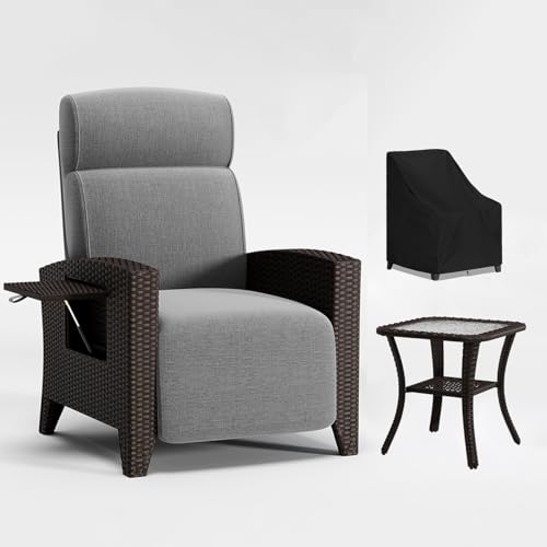 BYYBOU Relaxsessel mit Liegefunktion – Rattan Relaxliege Wohnzimmer...