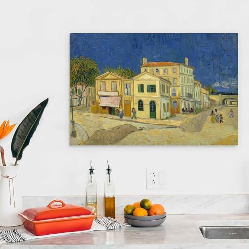 Póster de Van Gogh La Casa Amarilla en lienzo, arte lleno de luz para las paredes de casa 4