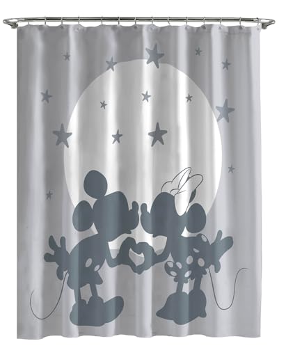 Image of Jay Franco Disney Mickey Mouse and Minnie Mouse Shower Curtain - Licensed Bathroom Decor for Kids or Teens - 70 x 72 Inch Washable Fabric Curtain