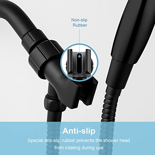 Offo Shower Head Holder For Handheld Shower Head, Adjustable Shower Arm Mount For Connecting Shower Arm And Shower Hose, 1/2 Inch Ips Female Inlet And Male Outlet, Matte Black Finish #TOP4