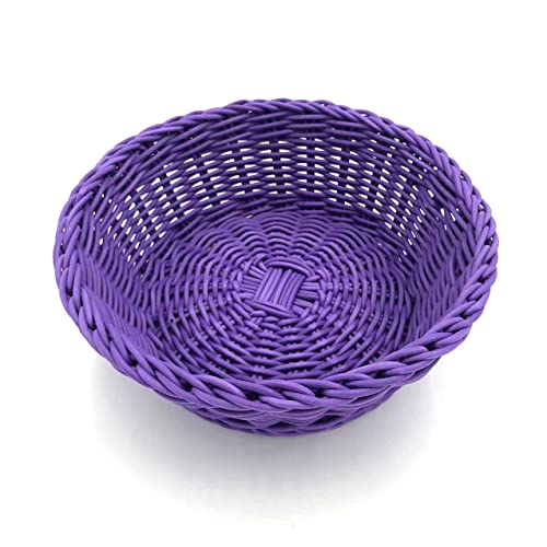 Panier de rangement, petit panier décoratif, panier de fruits, panier de Pâques, panier de pique-nique, panier tressé pour accessoires de maquillage, fleurs (violet)