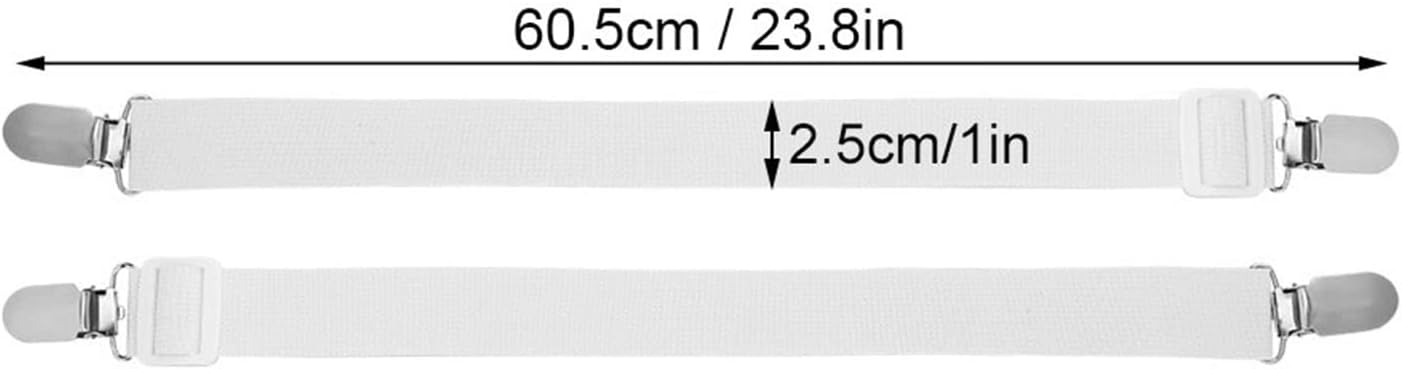 2Pcs Bed Sheet Straps, Bed Sheet Holder Straps Sheet Stays Keepers Bedsheet Holders Fasteners Bed Sheet Clip Straps (White)