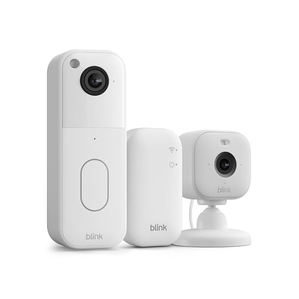 All-new Blink Video Doorbell + Mini 2 – Motion & chime alerts, HD viewing, and two way audio. Sync Module Core included – 1 camera system + Mini 2 (White/White)