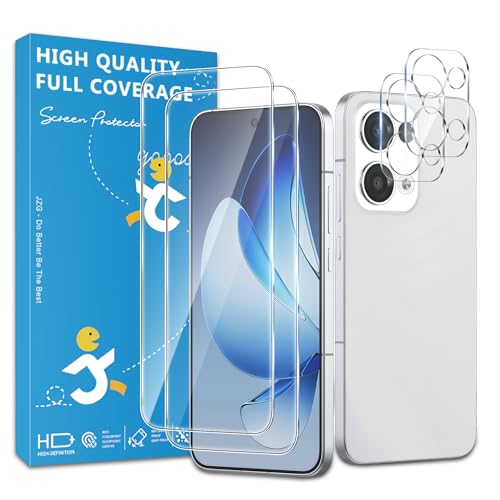 JZG [2+2 pièces] Film de protection pour OPPO Reno 13, appareil photo verre, installation facile, anti-rayures, compatible ID d'empreintes digitales, HD