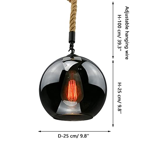Lámpara de cuerda de cáñamo ameno y cristal para iluminar barberías con estilo retro 5