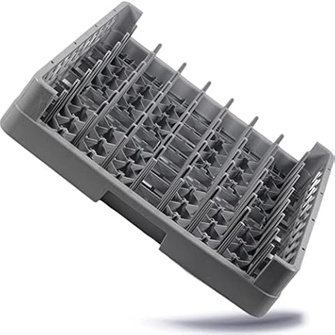 Kerafactum Dishwasher washer basket with 64 fingers for plate and glasses, cups for the Gastro Washing machine Dishwasher rack universal plastic 50x50 cm coarse mesh and expandable all purpose rack Cover