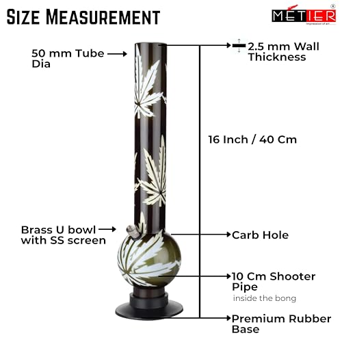 Image of METIER Bong 16 inch bongsmoke Acrylic(Plastic) Hookah Water Pipe Bongs Bottle Rolling Pipe Portable Hookah Pipe Pack of 1