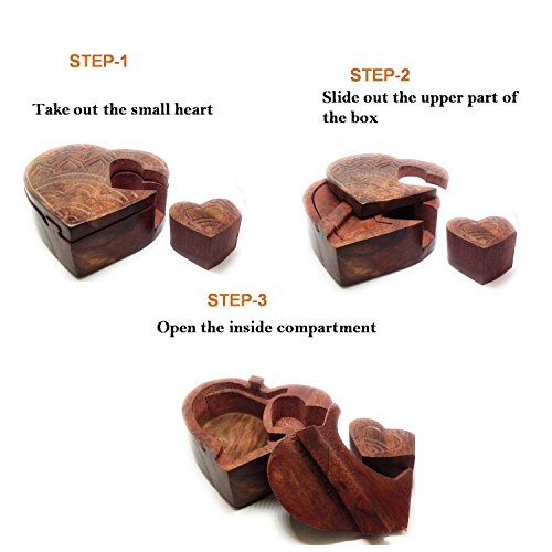 Lify 689271962981 Heart All Natural Exotic Woods Puzzle Box thumb #3