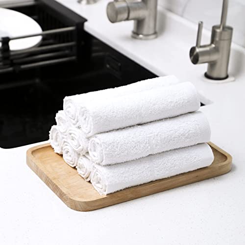 Egles Dish Cloth For Kitchen 12 Packs Cotton Cleaning Rags 12” X 12”, Ultra Soft Super Absorbent Dishcloth For Washing Dishes, Quick Drying Reusable Multi-Purpose Dish Towels For Home Kitchen (White) #TOP1