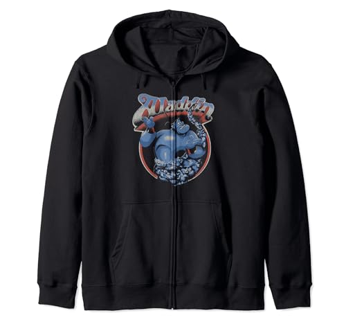 Disney Aladdin Genie Hoodie vintage à fermeture éclair pour adultes passionnés