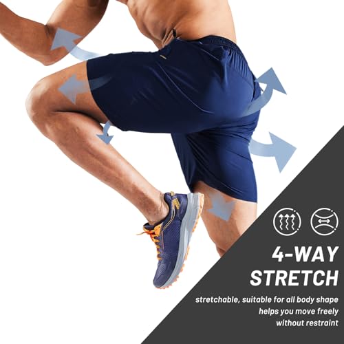 Image of MIER Men's Quick Dry Running Shorts with Zipper Pocket Elastic Waist Athletic Workout Exercise Shorts