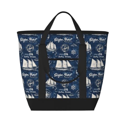 Grand sac isotherme doux bleu marine réutilisable pour nourriture et courses