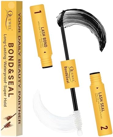 QUEWEL Lash Bond and Seal, 2 in 1 Lash Cluster Glue 10ML Eyelash Glue Waterproof Lash Bond and Seal Strong Hold for DIY Lash Extensions at Home