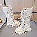 Girls Boots Winter Knee High Zip Up Lace Up Outdoor Booties 2025 Fashion Long Leather Boot for Little Kid Big Kid