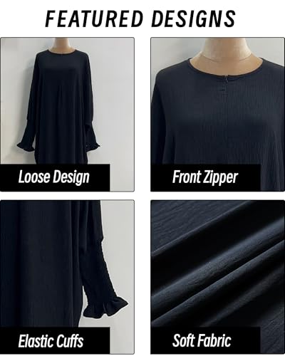 Muslim Prayer Abaya Islamic Women's Khimar Pure Color Hijab Dress Long Sleeve Dubai Kaftan4