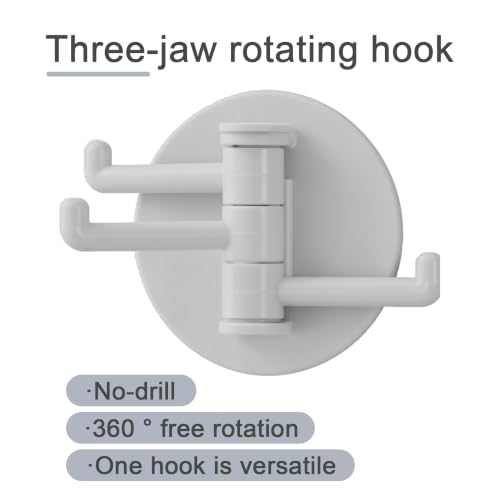 Three-Jaw Rotating Wall Hook, No-Drill 360° Rotation - image 2
