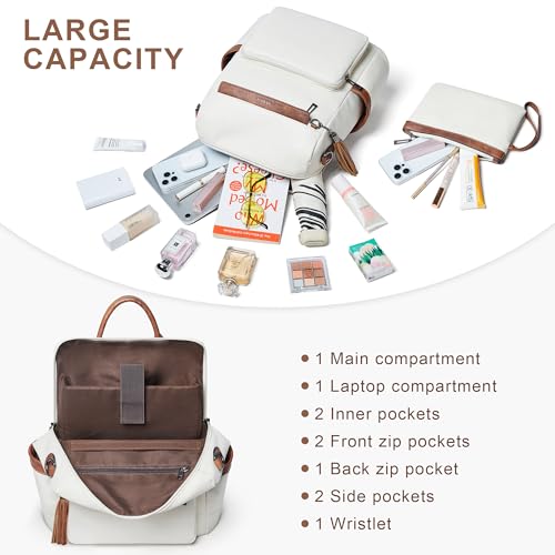 Image of Shrrie Vegan Leather Laptop Backpack for Women 15.6 inch Work Backpack Fashion Travel Backpack Purse for Travel College Work