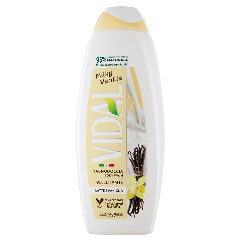 12x Vidal Duschgel Bagnodoccia/Duschschaum mit Mandelmilch und Vanille 500ml + Beni Culinari Kostenloser Schlüsselanhänger