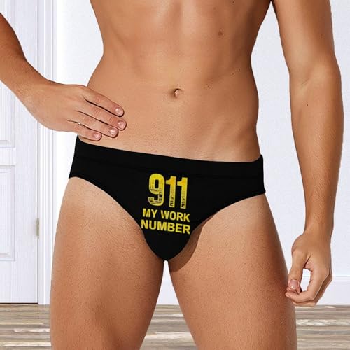 911 Dispatcher Work Number Novelty Men's Swimming Brief Swimwear Pants Trunks Beach Shorts Underwear4