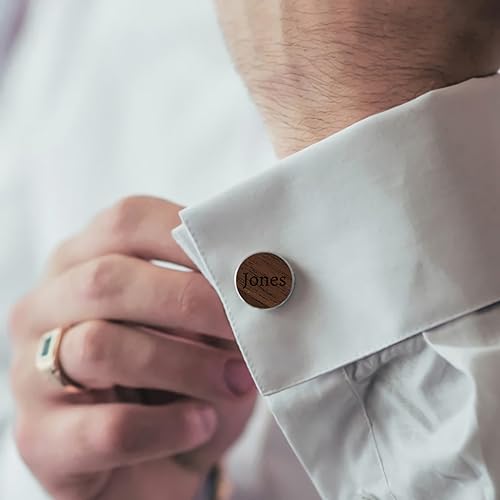 Conjunto de Mancuernillas y Pin de Madera de Nogal Negro para Hombre miniatura 3